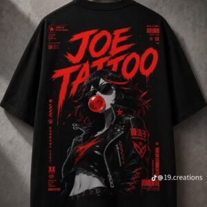 Joe Tattoo Red Oversized T-Shirt