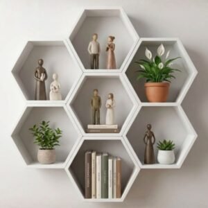 Honeycomb Hexagon Wall Shelf Set - White (7 Piece)