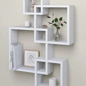 Intersecting Squares Wall Shelf - White